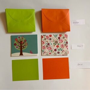 Floral and tree blank cards multi color with Envelopes set of 20